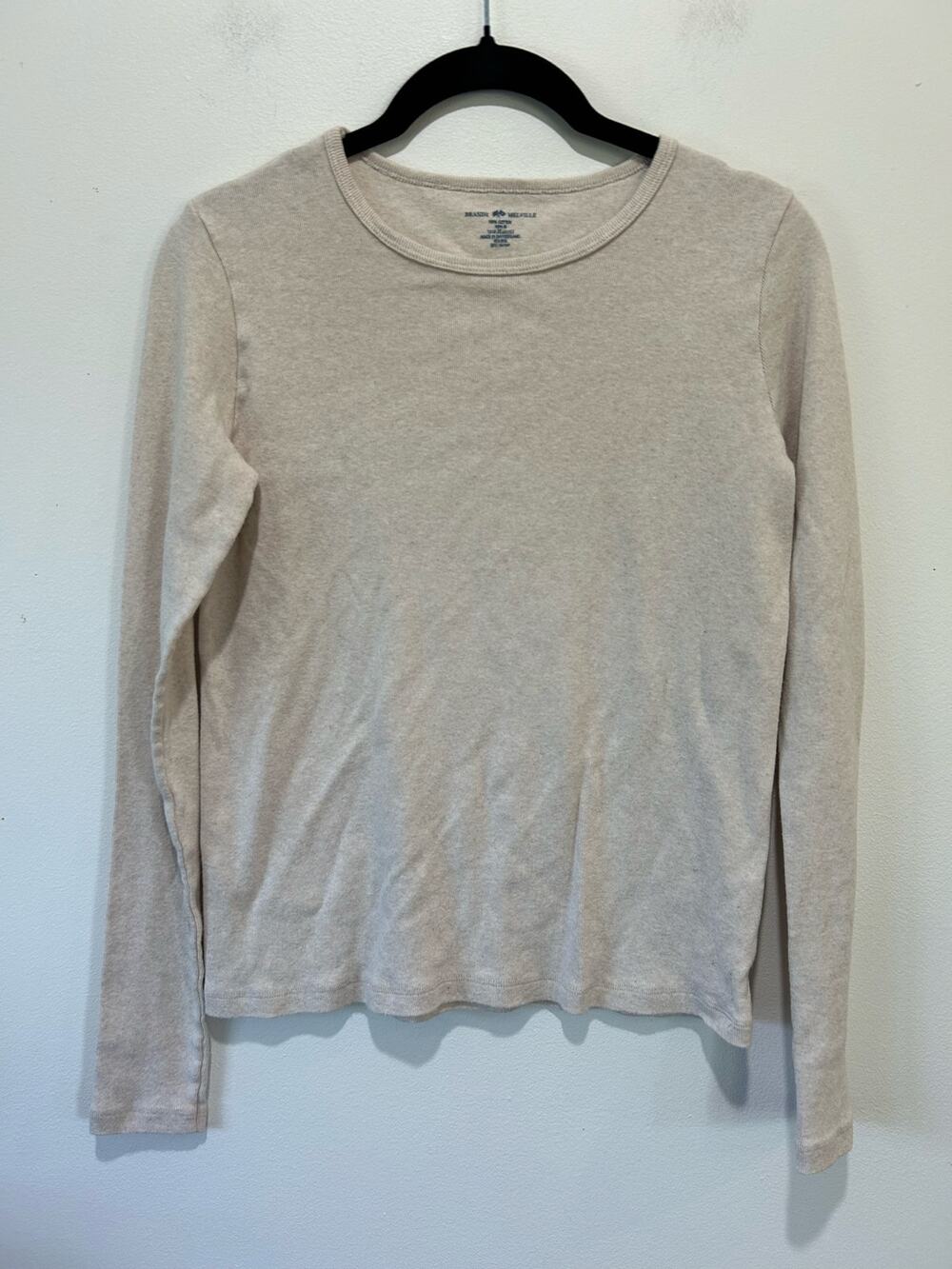 Brandy Melville cotton long sleeve tee cream beige size S minimal casual basic